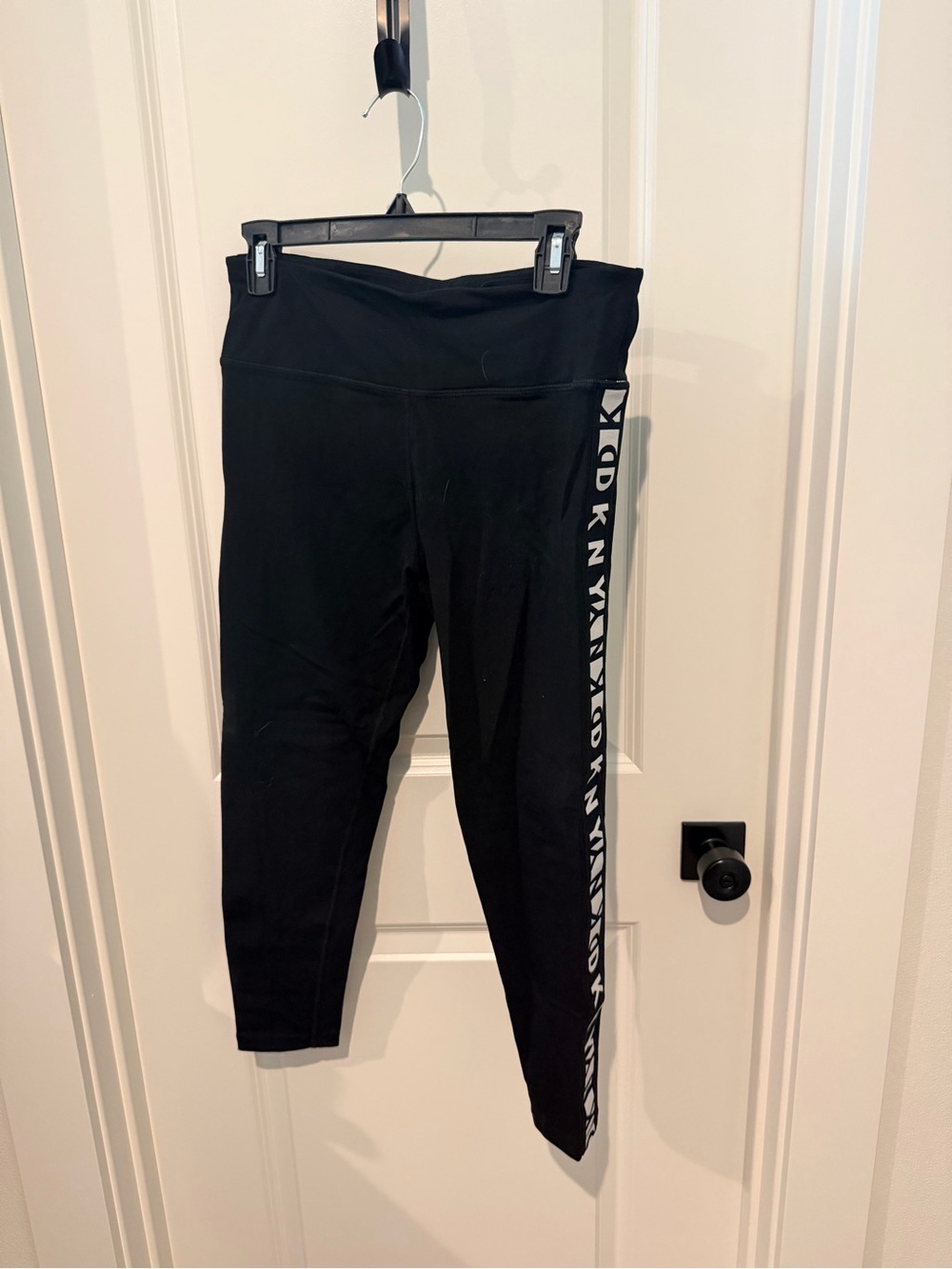 DKNY Black Leggings with White Side Logo Panel
